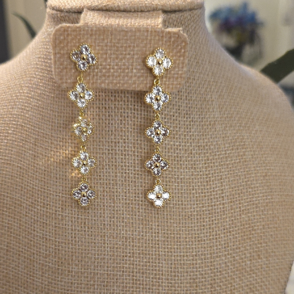 Eye Candy Gold and Silver Floral Drop Earrings